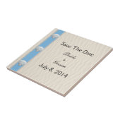 Seashell Beach Wedding Save the Date Fliese (Seite)