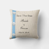 Seashell Beach Wedding Save the Date Kissen (Rückseite)