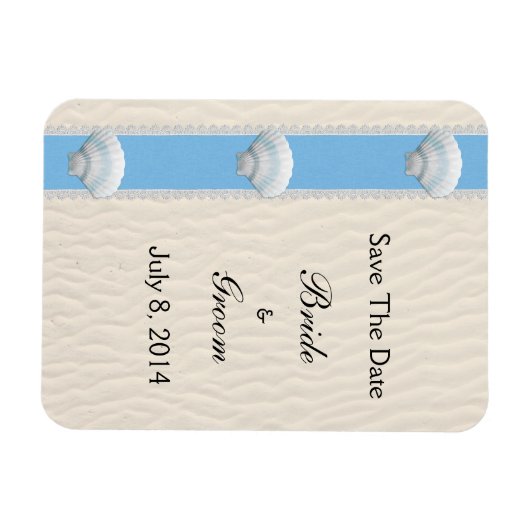 Seashell Beach Wedding Save the Date Magnet (Horizontal)