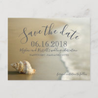Seashell Beach Wedding Save the Date Postcard