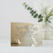 Seashell Beach Wedding Save the Date Postcard Ankündigungspostkarte (Stehend Vorderseite)