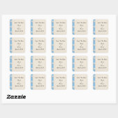 Seashell Beach Wedding Save the Date Quadratischer Aufkleber (Blatt)