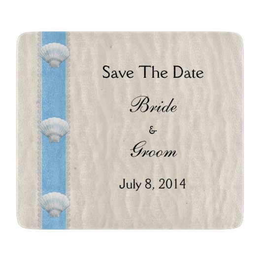 Seashell Beach Wedding Save the Date Schneidebrett (Vorderseite)