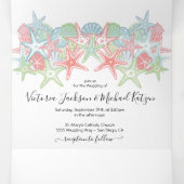 Seashell Beach Wedding Tri-Fold Einladung (Innenseite Mitte)