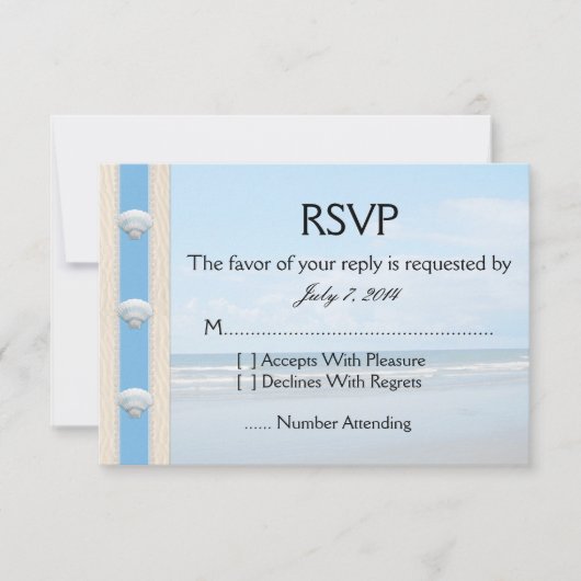 Seashell Beach Wedding UAWG RSVP Karte (Vorderseite)