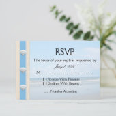 Seashell Beach Wedding UAWG RSVP Karte (Stehend Vorderseite)