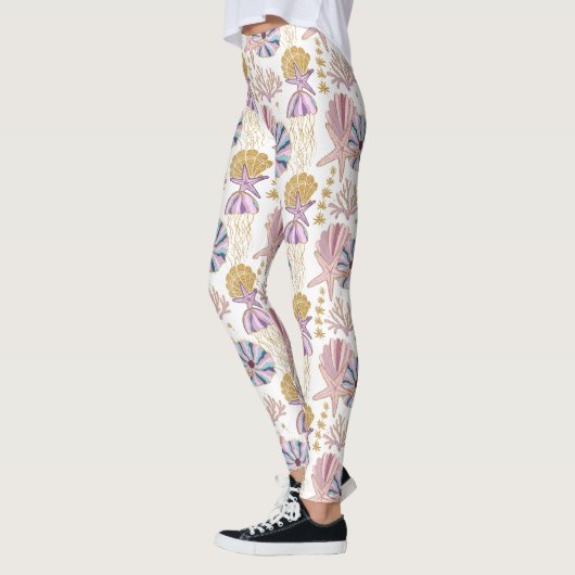 Seashell Blue Lila Pink Ocean Nautic Leggings (Links)
