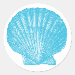 Seashell Blue Muschel Hochsee Muschel Scallop Runder Aufkleber