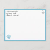 Seashell Blue Nautical Beach Junggeselinnen-Abschi Einladungspostkarte (Rückseite)