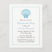 Seashell Blue Nautical Beach Junggeselinnen-Abschi Einladungspostkarte (Vorderseite)