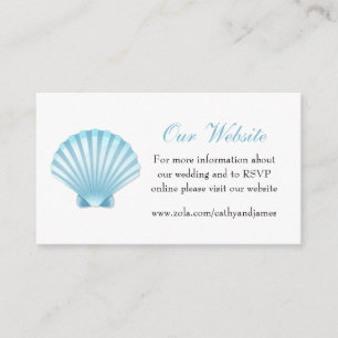 Seashell Blue Nautical Elegant Wedding Website Begleitkarte