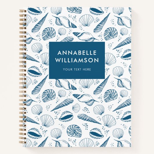 Seashell Blue und White Beach Notizblock (Vorderseite)
