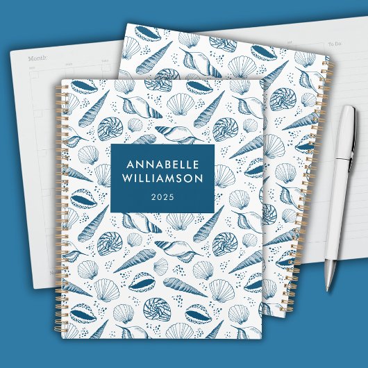 Seashell Blue und White Beach Planer