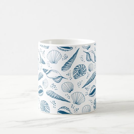 Seashell Blue White Beach Kaffeetasse (Mittel)