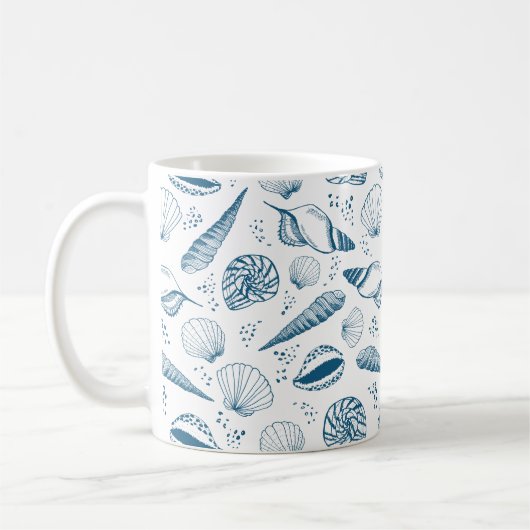 Seashell Blue White Beach Kaffeetasse (Links)