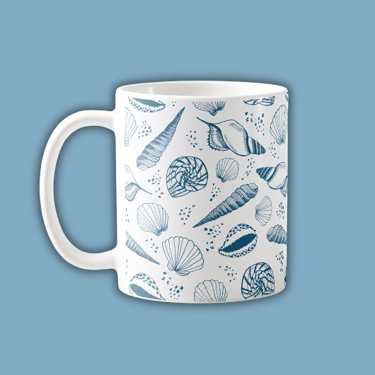 Seashell Blue White Beach Kaffeetasse