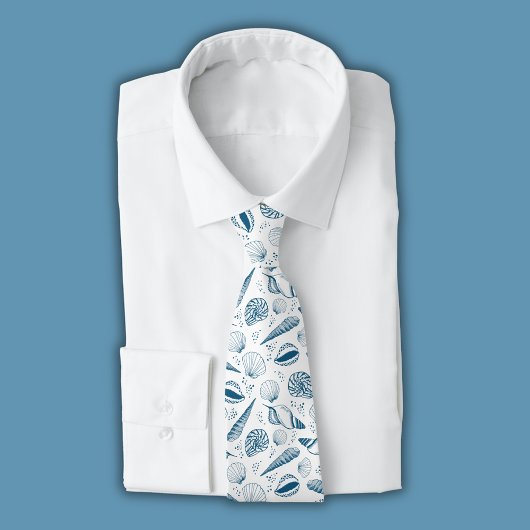 Seashell Blue White Beach Krawatte