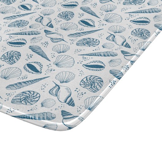Seashell Blue White Beach Schneidebrett (Ecke)