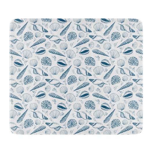 Seashell Blue White Beach Schneidebrett (Vorderseite)
