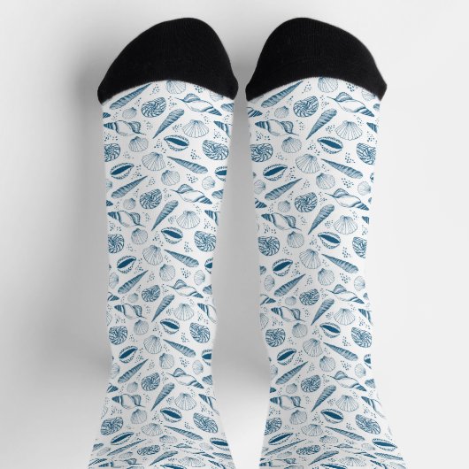 Seashell Blue White Beach Socken (Oben)