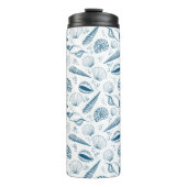 Seashell Blue White Beach Thermosbecher (Vorderseite)