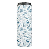 Seashell Blue White Beach Thermosbecher (Rückseite)
