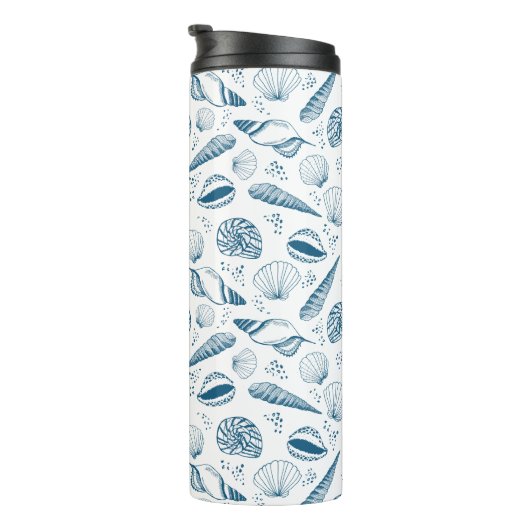 Seashell Blue White Beach Thermosbecher (Nach rechts gedreht)