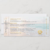 Seashell Boarding Pass Ticket Beach Hochzeit Save The Date (Rückseite)