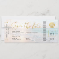 Seashell Boarding Pass Ticket Beach Hochzeit