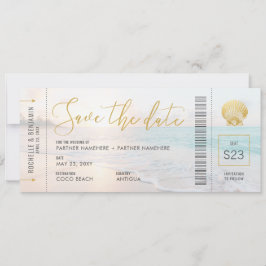 Seashell Boarding Pass Ticket Beach Hochzeit Save The Date