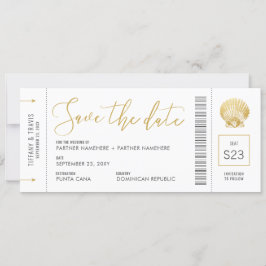 Seashell Boarding Pass Ticket Beach Hochzeit Save The Date