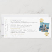 Seashell Boarding Pass Ticket Beach Hochzeit Save The Date (Rückseite)