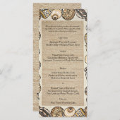 Seashell Border in Brown Wedding Menu Menükarte (Vorne/Hinten)