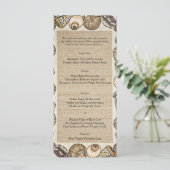 Seashell Border in Brown Wedding Menu Menükarte (Stehend Vorderseite)