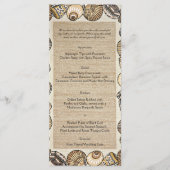 Seashell Border in Brown Wedding Menu Menükarte (Vorderseite)