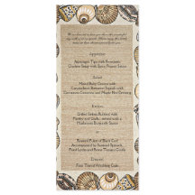 Seashell Border in Brown Wedding Menu