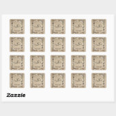Seashell Border on Brown Weave Monogram Sticker (Blatt)