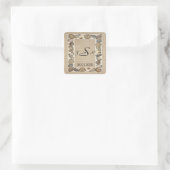 Seashell Border on Brown Weave Monogram Sticker (Tasche)