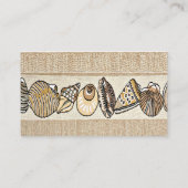 Seashell Border on Brown Weave Wedding Platzkarten (Rückseite)