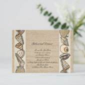 Seashell Border on Brown Weave Wedding Probe Einladung (Stehend Vorderseite)