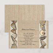 Seashell Border on Brown Weave Wedding Probe Einladung (Vorne/Hinten)