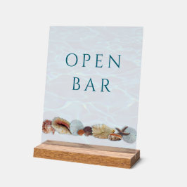 Seashell Border Open Bar Custom Acrylic Sign Acrylschild