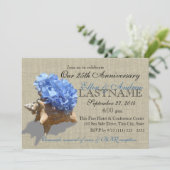 Seashell Bouquet 25-jähriges Beach Party Einladung (Stehend Vorderseite)