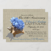 Seashell Bouquet 25-jähriges Beach Party Einladung (Vorne/Hinten)