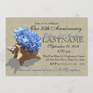 Seashell Bouquet 25-jähriges Beach Party Einladung