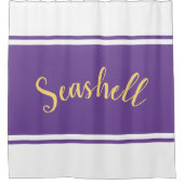 SEASHELL Breite Hübsche Lila Streifen Duschvorhang (Vorderseite)