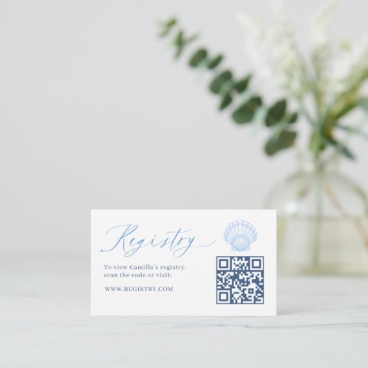 Seashell Bridal Registry QR code Begleitkarte (Stehend Vorderseite)