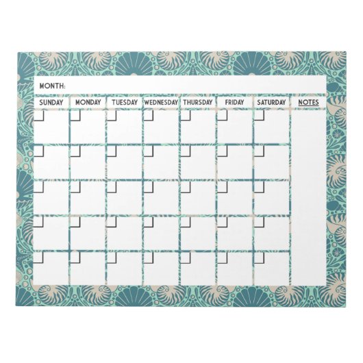 Seashell Calendar Notepad Notizblock (Vorderseite)