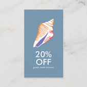 Seashell Chic Minimalistisch Beachy Social Icons Rabattkarte (Vorderseite)