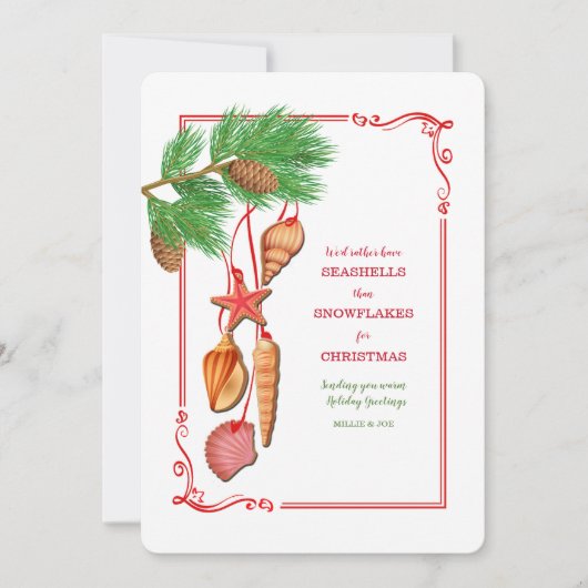 Seashell Christmas Holiday Card Einladung (Vorderseite)